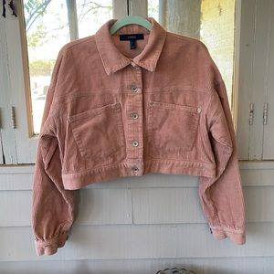 FOREVER21 Dusty Pink Corduroy Cropped Jacket fits like size L